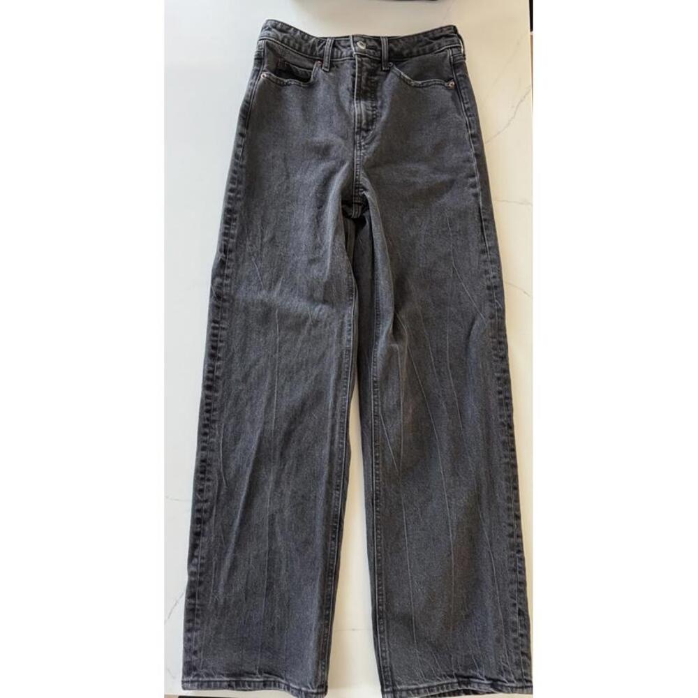 Old Navy Extra High-Rise Sky-Hi Wide Leg Black / Gray Size 2